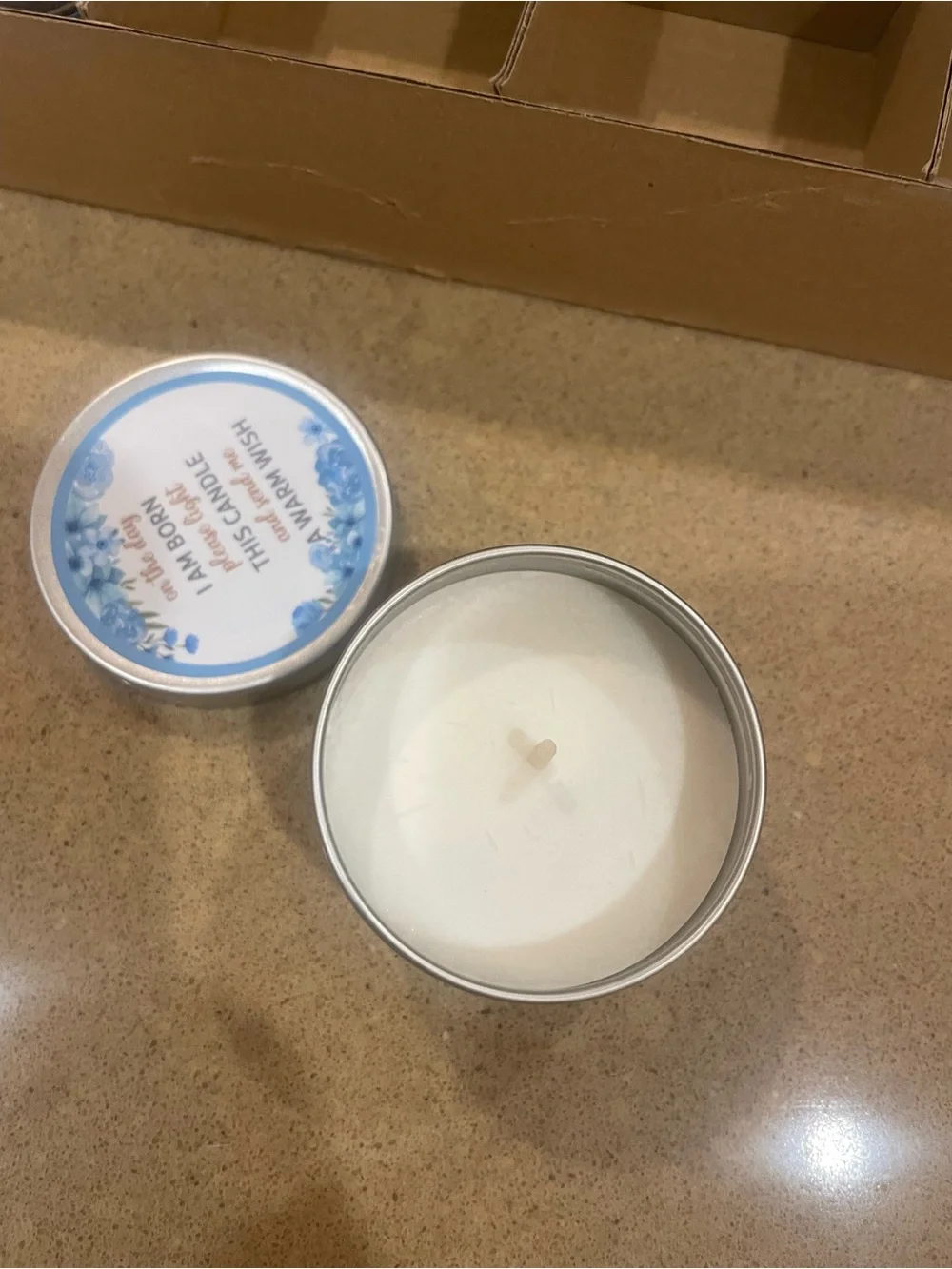 Blue Floral Tea Light Candle Favors for Baby Celebrations